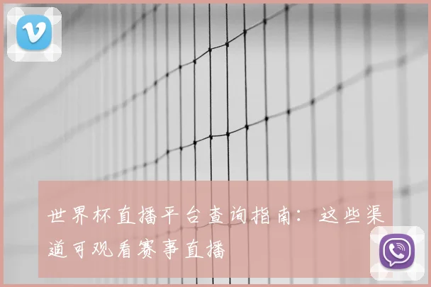 世界杯直播平台查询指南:这些渠道可观看赛事直播